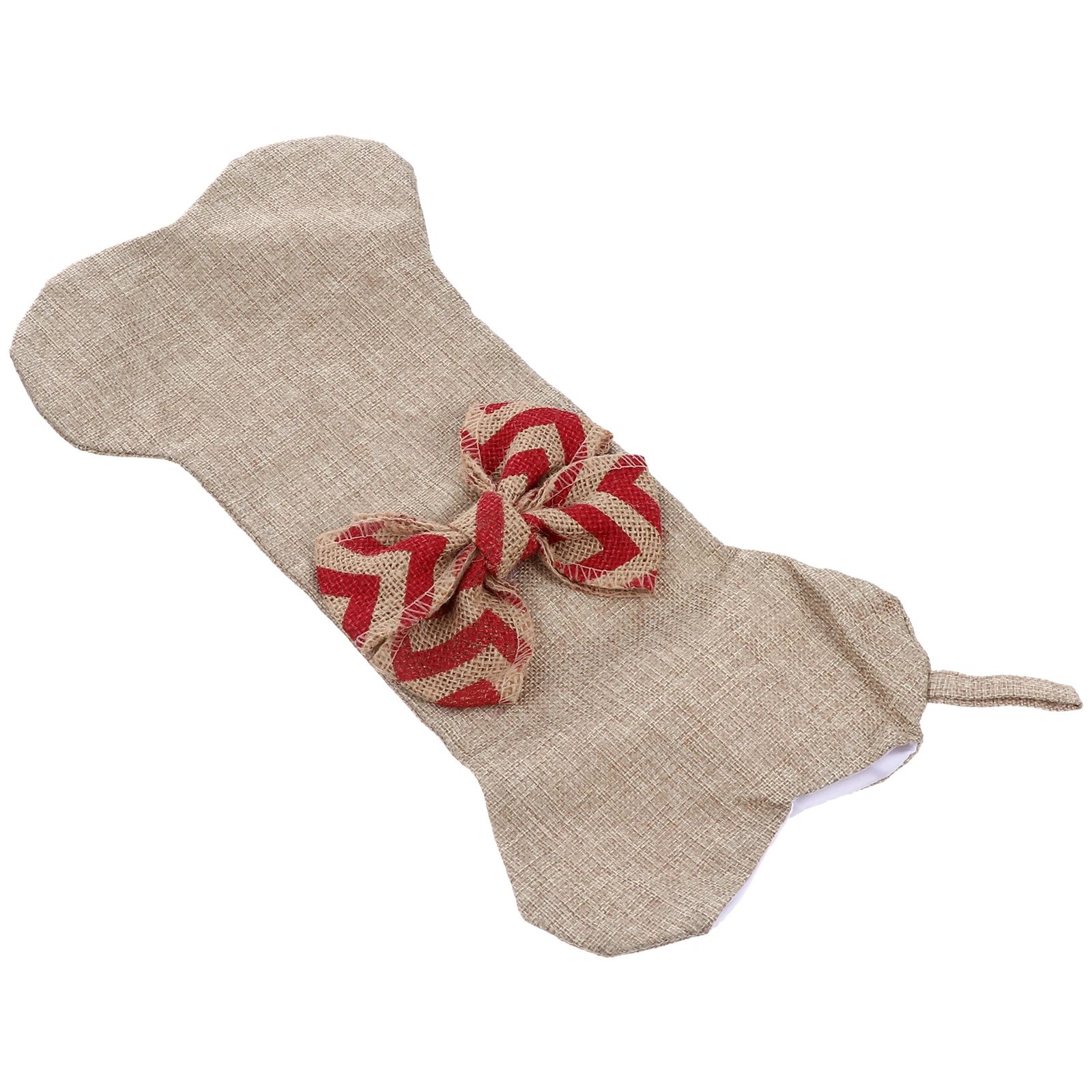 

Burlap Christmas Stocking Gift Bone Ornament Bowknot Xmas Decoration Rustic Holiday Hanging For Fireplace Tree Window