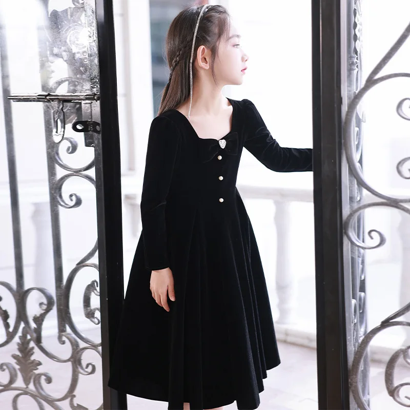 

Evening dress girls high-end princess dress black children's costume