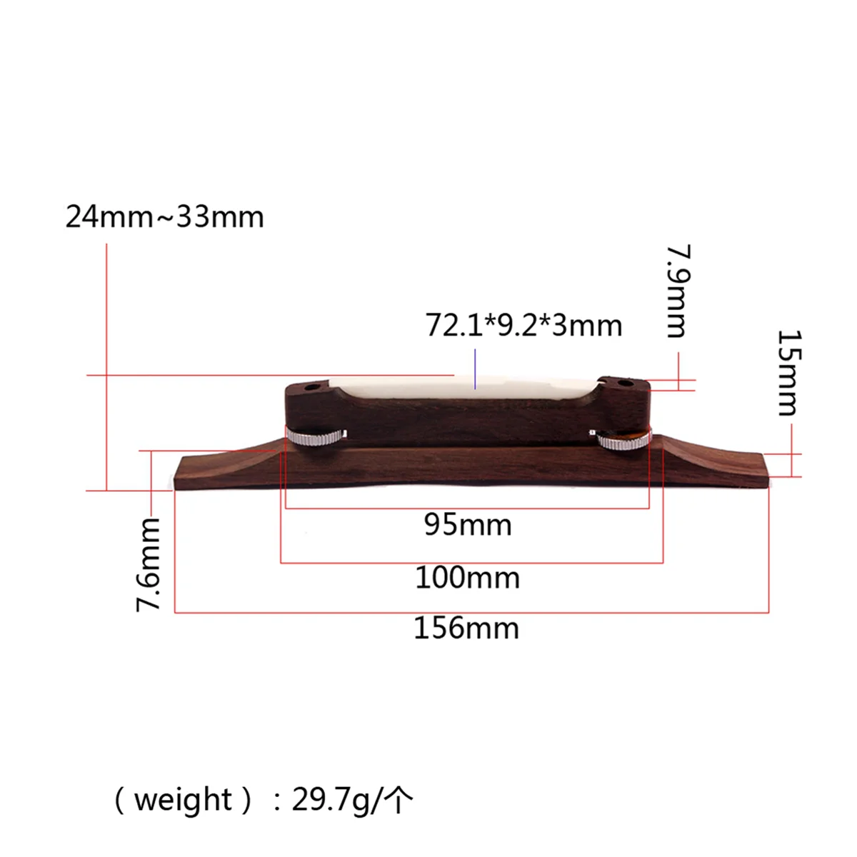 

TUREBG 2X Бридж для гитары Archtop из палисандра с костяным седлом, запчасти для гитарного бриджа