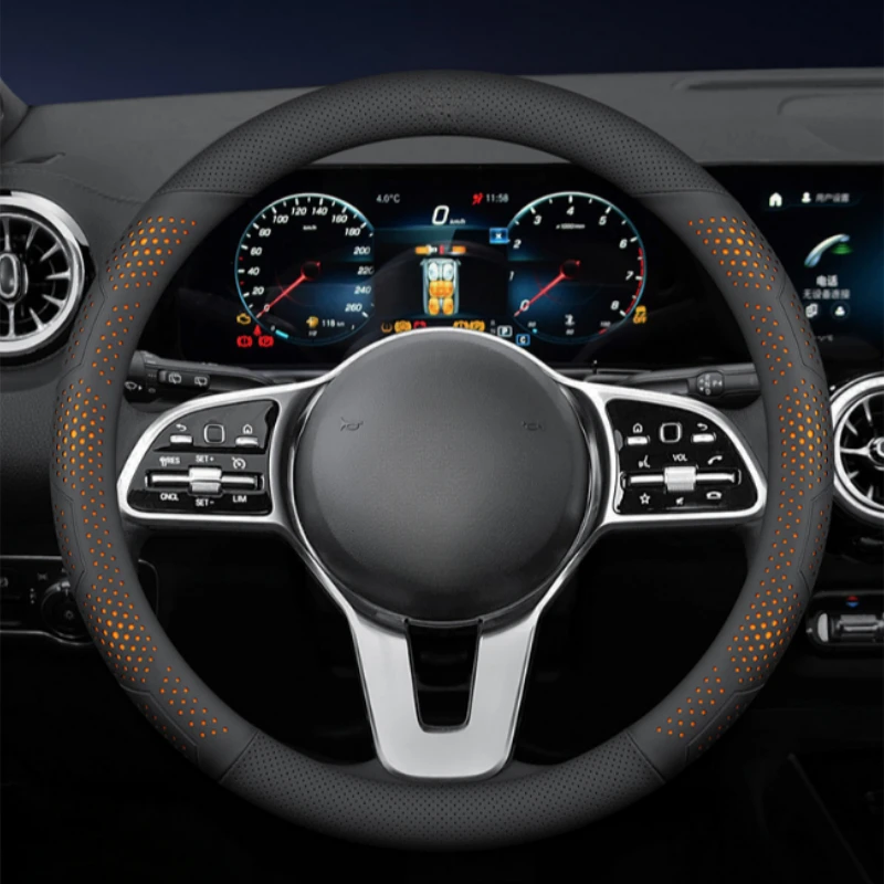 O/D Type Nappa Leather Car Steering Wheel Cover Universal Steering Wheel Cover Steering Wheel Accessories Anti Slip Handle Cover