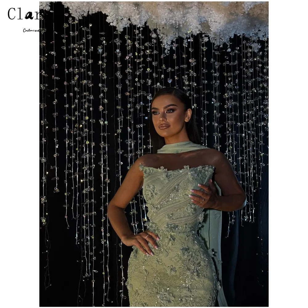 

Clara Custom 3D Flowers Fishtail Strapless Lace Prom Dress 2026 Woman Woman Dresses for Wedding Party Bespoke Occasion Dresses