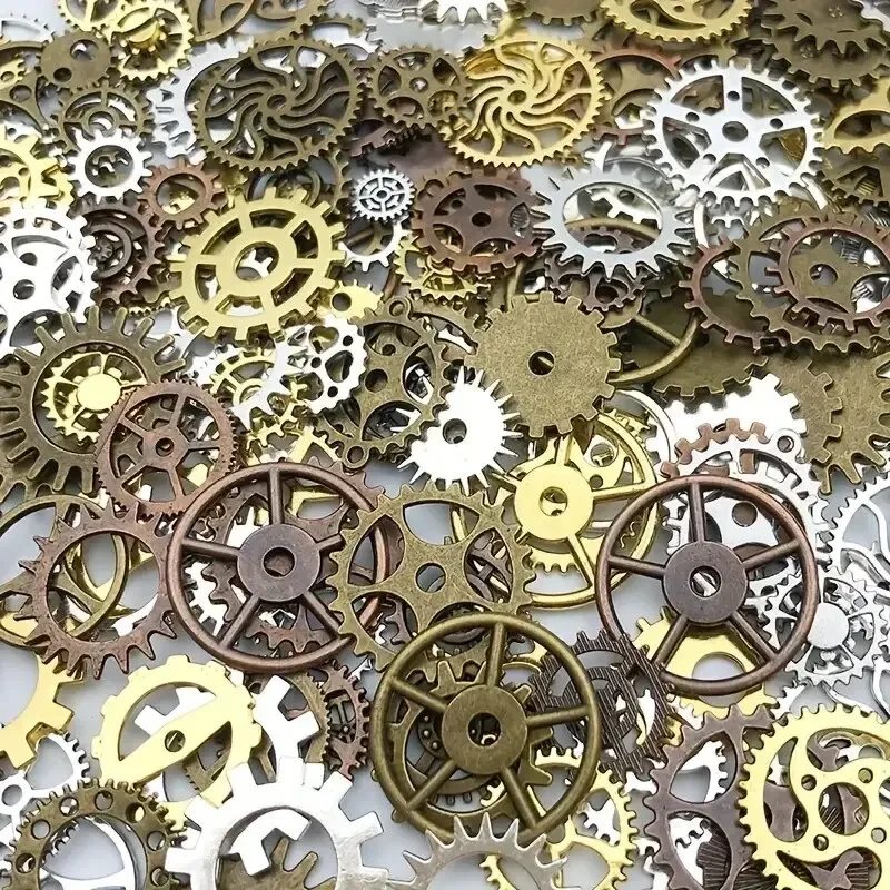 About 50g Random Mix Color Mix Size Metal Mechanical Steampunk Cogs Gears Charms Pendant For DIY Jewelry Making Accessories image 2