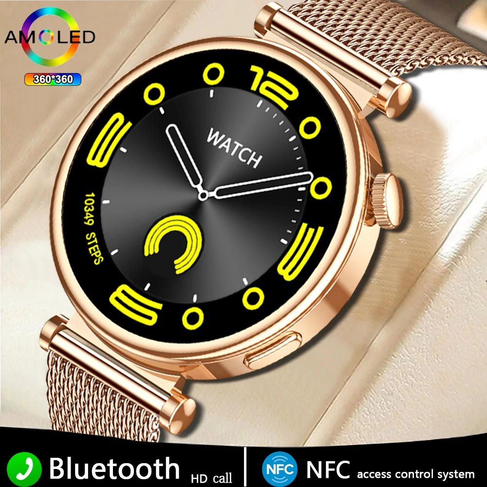 For Huawei Xiaomi GT4 Mini Smartwatch Women 1.3 inch AMOLED Ladies Fashion NFC Waterproof Bluetooth Call Smart Watch Men Android