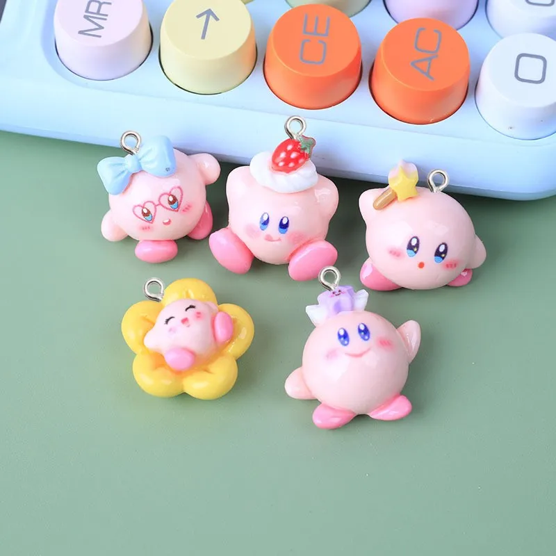 10Pcs Catoon Glossy Flower Strawberry Resin Charms Anime Keychain Phone Decor Accessories Kawaii Earrings Pendant Jewelry Making