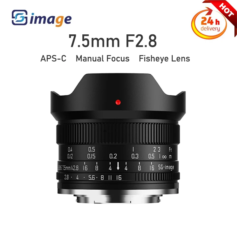 SGimage 7.5mm F2.8 APS-C Manual Focus Fisheye Camera Lens For Portrait Photography for Sony Nikon Fuji 4/3 Canon Mount Camera