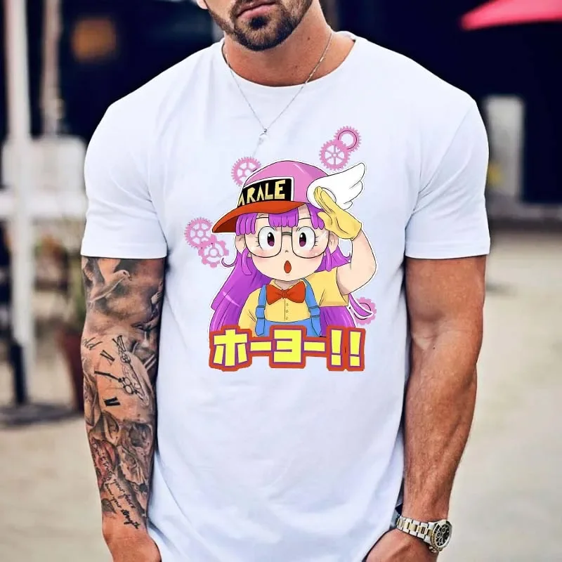 Anime Blusas Harajuku Casual Short Sleeve Tops ARALE Classic Sweet Girls Man Cotton T-Shirt Dr Slump Norimaki Arare Cartoons