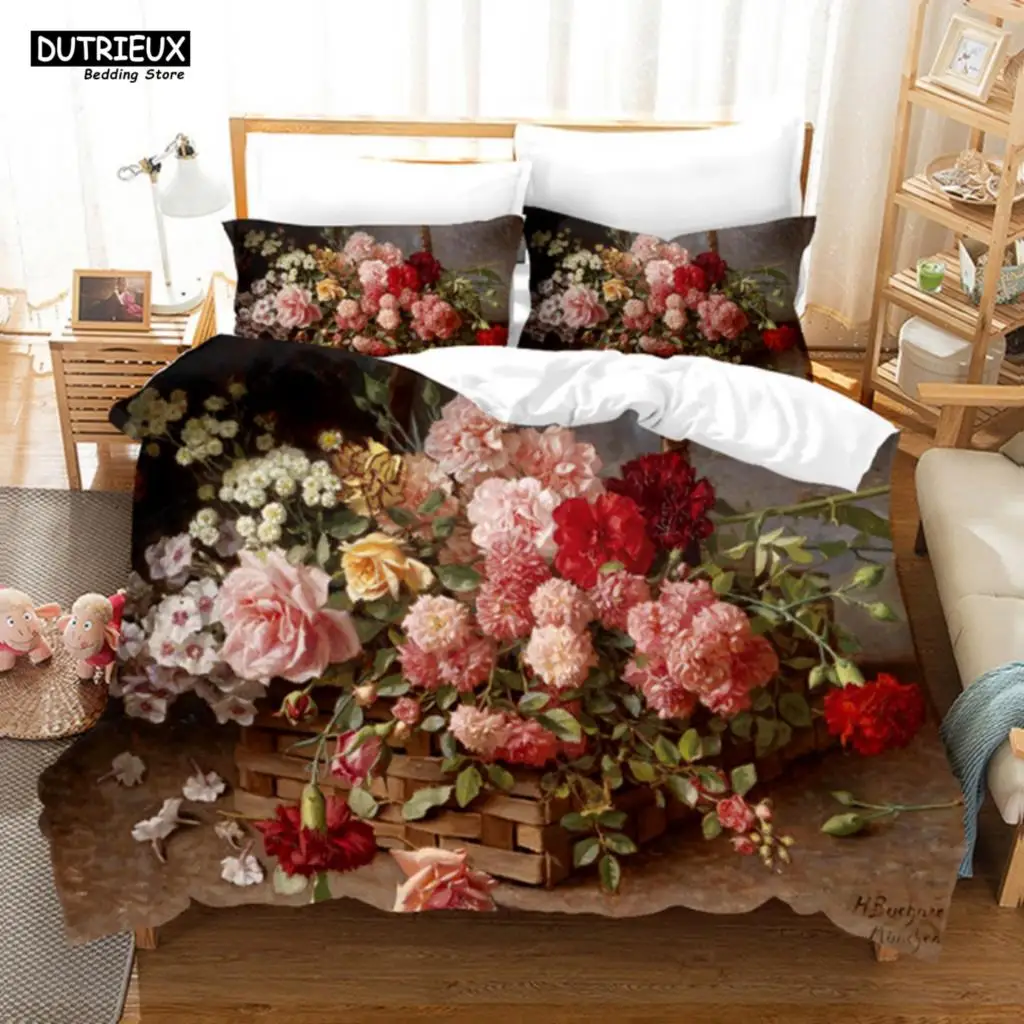 

Pink Common Peony Bedding Set Chinese Classical Style Duvet Cover Double Queen King Twin Full Women Girls Flower Duvet Cover