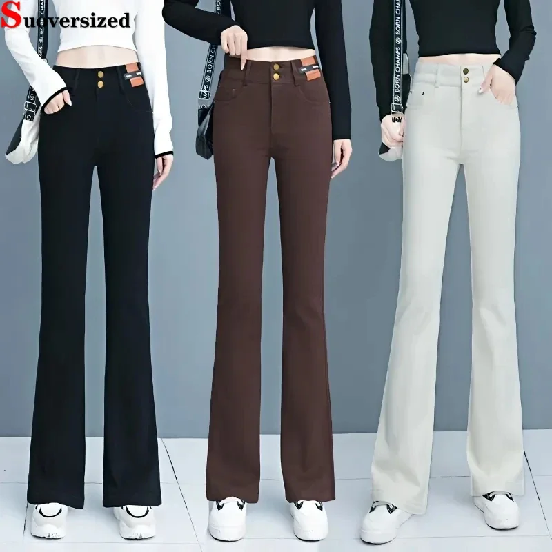 

Korean High Waist Flare jeans Women 2025 Spring Fall Vintage Flared denim pants Slim Denim Pants Color Fashion Skinny Pantalones