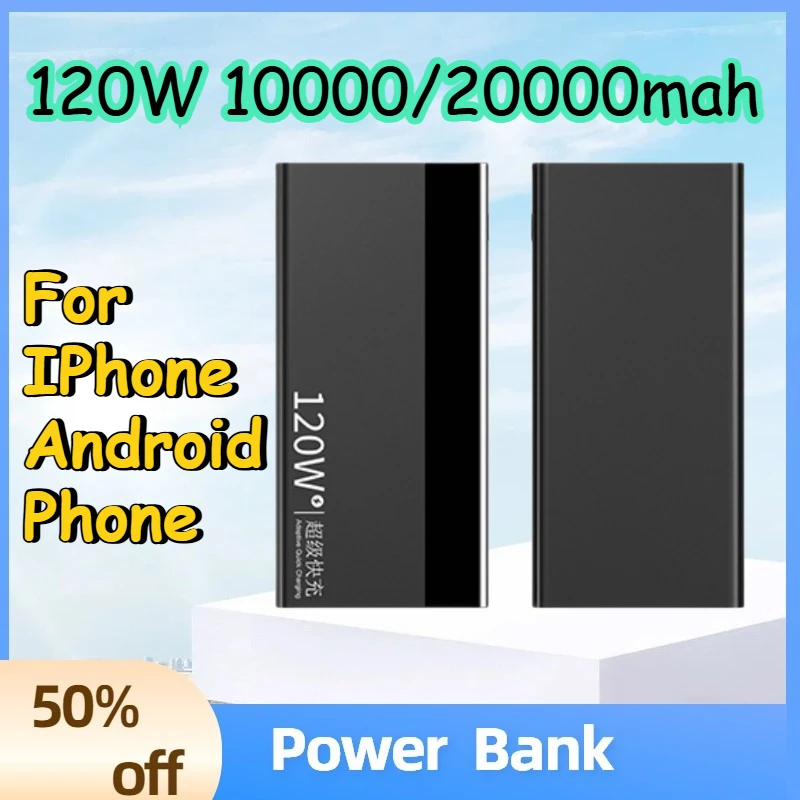 

Power Bank 120W 10000/20000mah High-capacity with Fast Charging for IPhone Android Phone