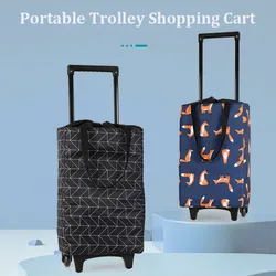 Big Shopping Bag Wheels With Bags Women's Organizer Food Fruit Pull Cart Storage Vegetable Folding Portable Bag Trolley Shopping