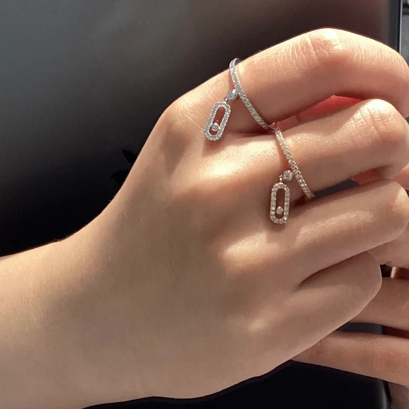 

MXK Fashion French Jewelry S925 Silver Classic Slide Ring Women Exquisite High-end Luxury Accessories Wedding Party Holiday Gift