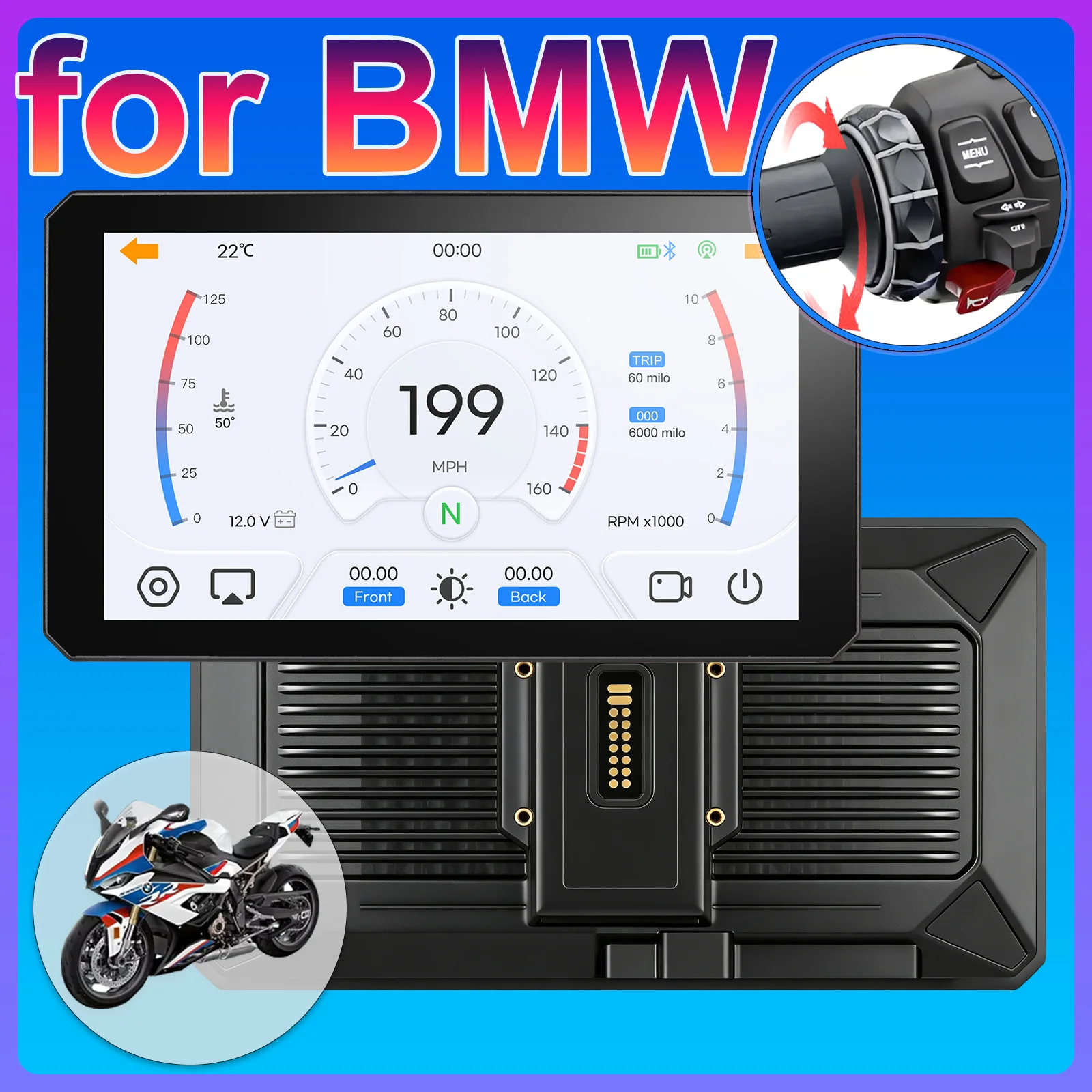

Android Auto with BMW Motorcycle Magic Wheel for Apple Carplay Portable Digital Dashboard Navigation 7 Inch Portable Navigator