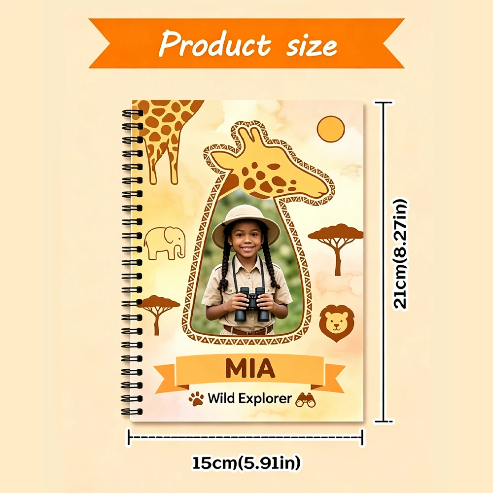 Personalized Custom Photo Name Notebook,Writing Lined Paper,Young Explorers,Teenagers,School Classroom,Home Study,Travel Use