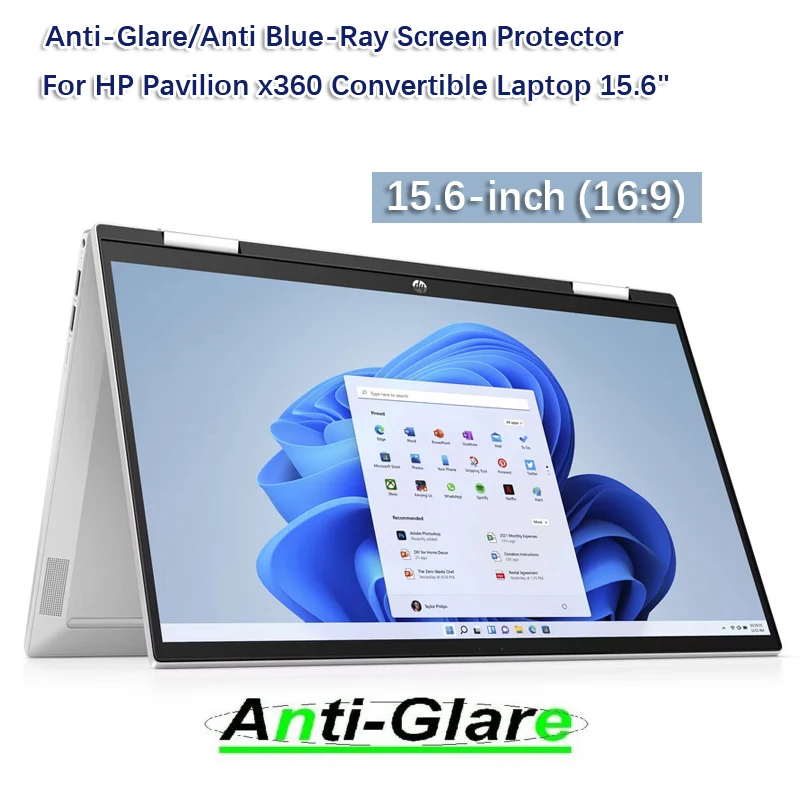 2X Anti-Glare/Anti Blue-Ray Screen Protector Guard Cover For HP Pavilion x360 15-er1010ca 15-er1020ca Convertible Laptop 15.6