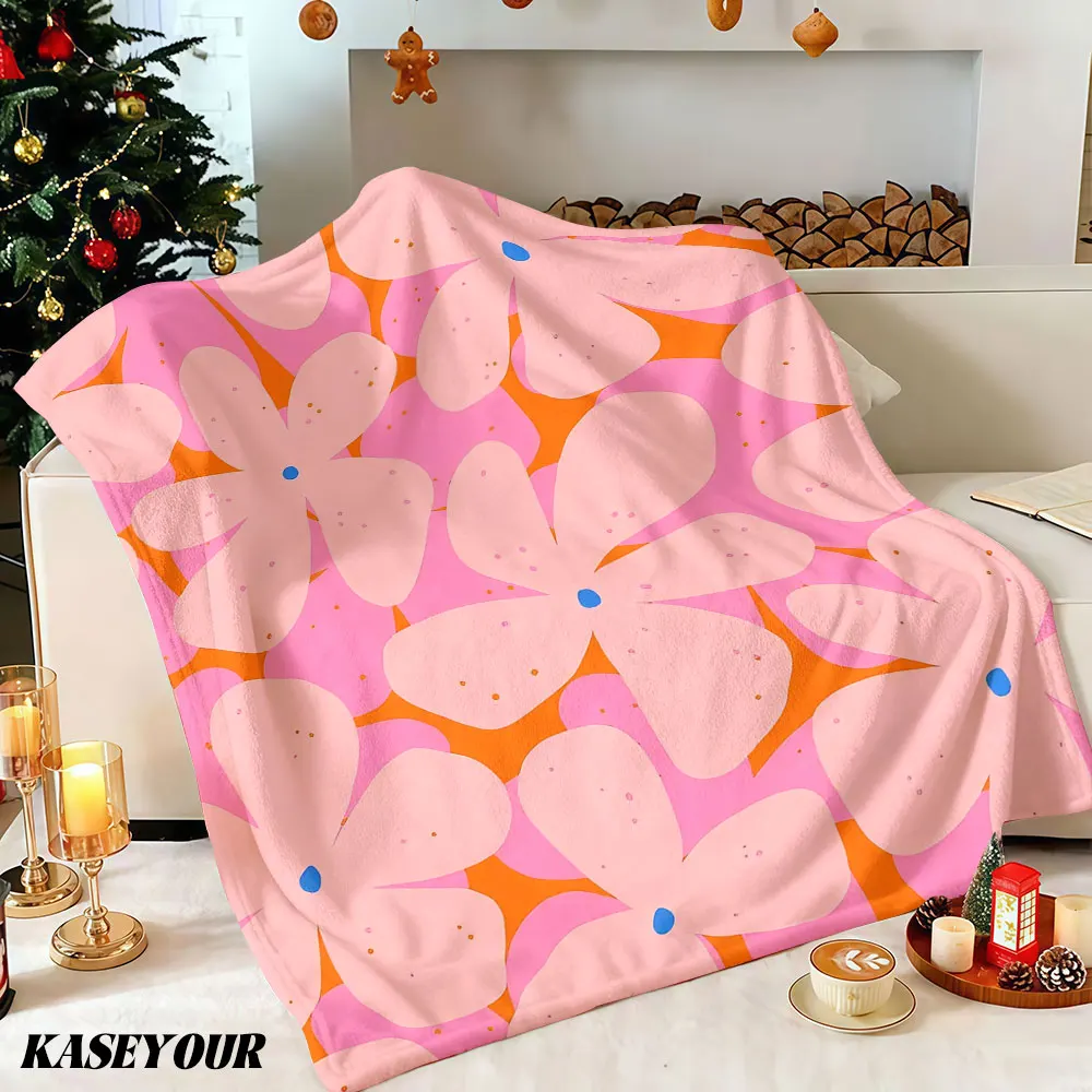 Tangerine Petal Burst Winter Summer Flannel Blanket Throw Fleece Soft Fuzzy Plush Cozy Fleece Blankets for Sofa Ideal Gifts