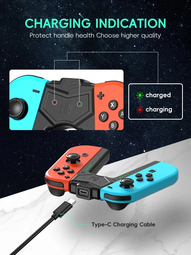 Charging Grip for Joycon Controller, Handle Bracket Charger Dock Compatible with Switch/Lite/OLED Console Accessories image 3