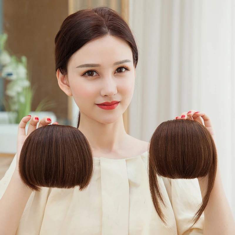 Synthetic Manga bangs sideburns one clip in hair extenstion short straight Hairpieces For Black Heat Resistant Fiber