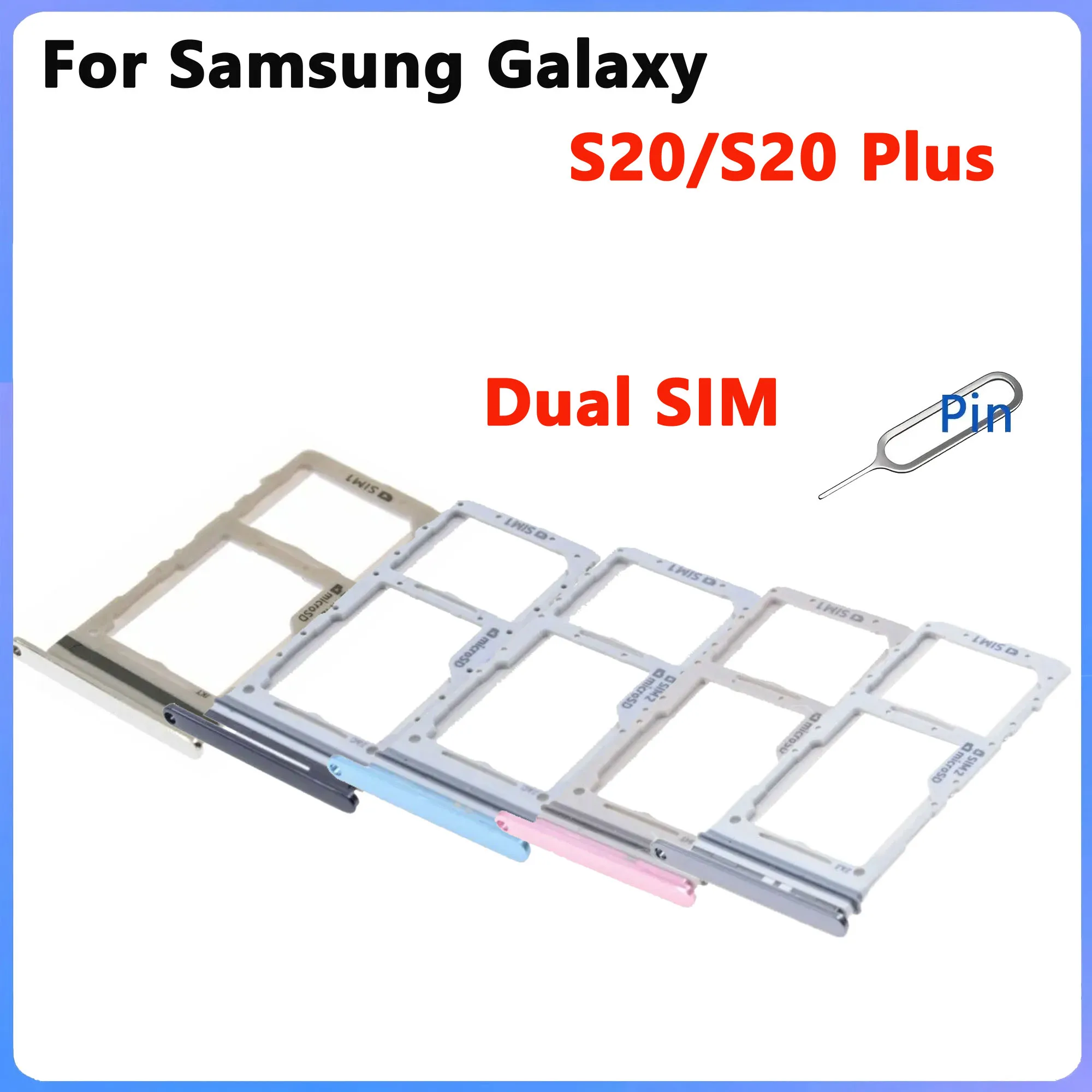 

Двойная SIM-карта для Samsung Galsxy S20 S20Plus G985 G988, держатель лотка для SIM-карты, слот для адаптера, запасные части + штифт