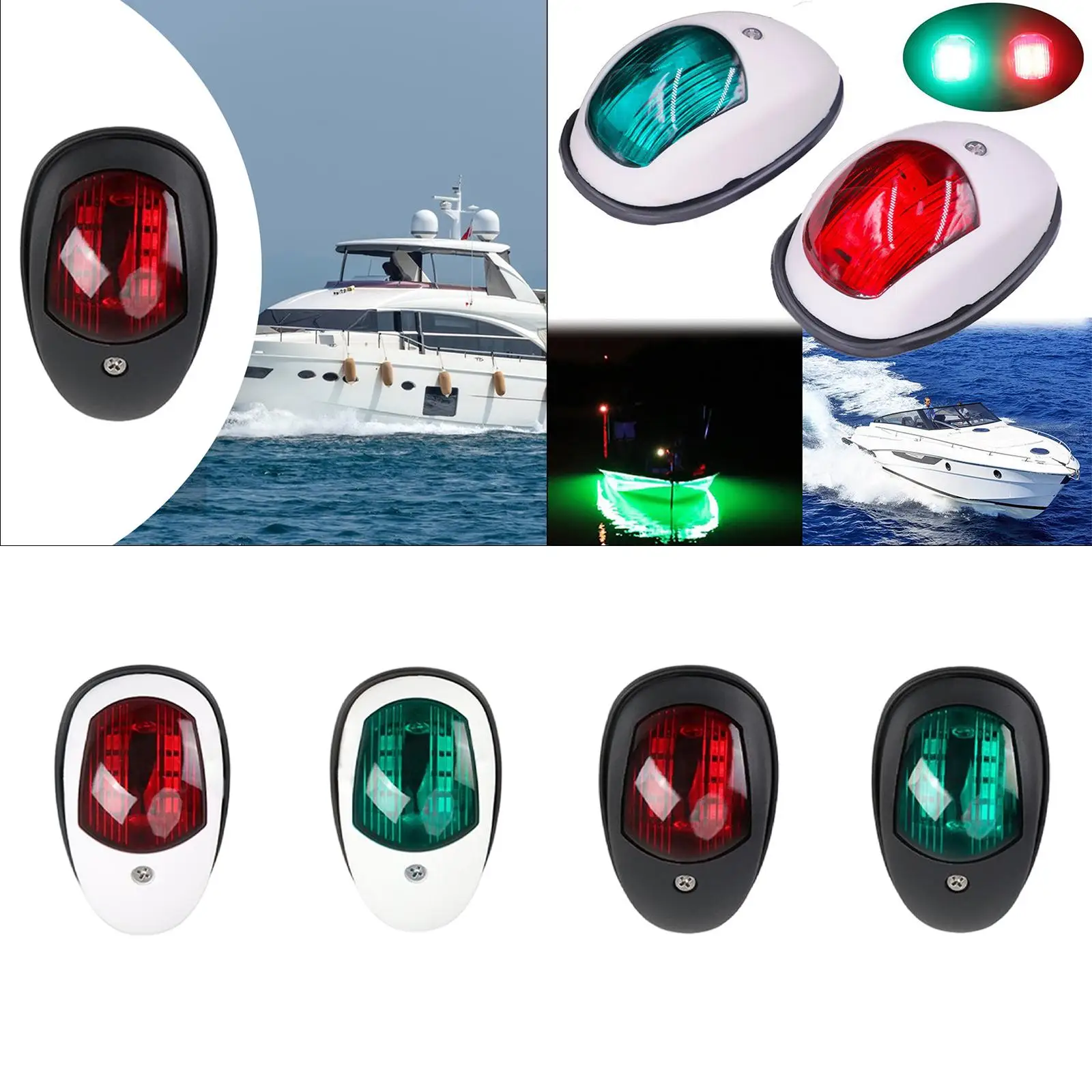 Marine Signal Lamp ABS Plastic Waterproof Navigation Light DC12V-24V for Pontoon Bass Boat Night Safety