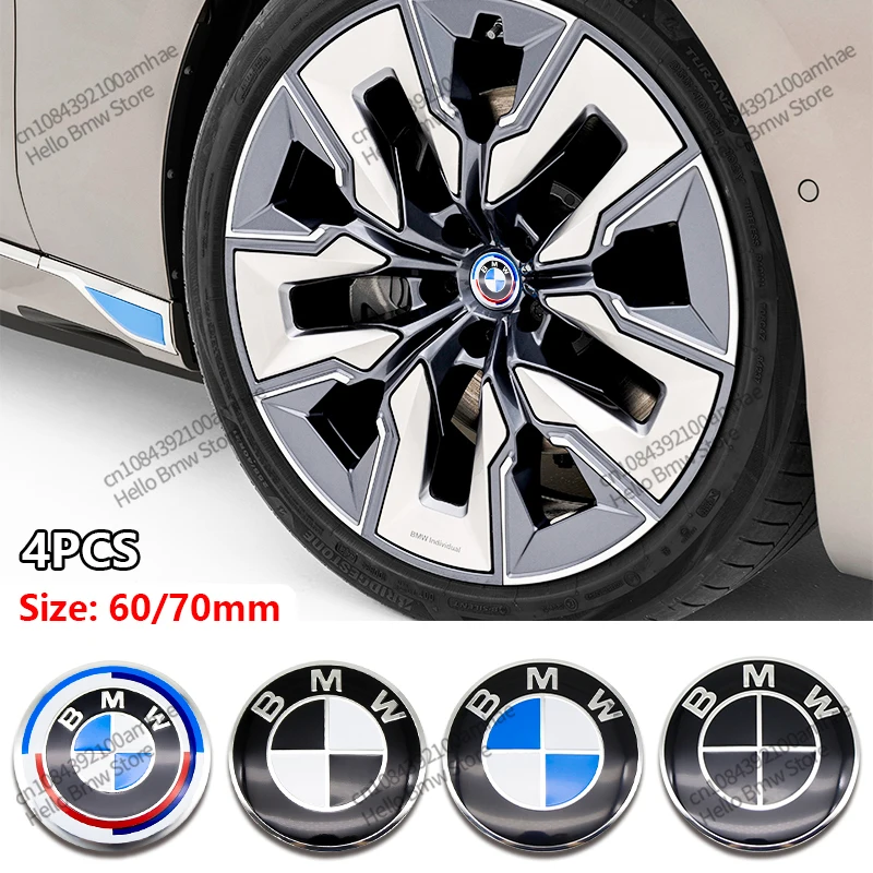 4pcs 56mm 60mm 65mm 70mm Wheel Center Sticker Emblem Rim Caps Hub Cover Logo Badge Decal For E60 E61 F90 F07 F10 F11 F18 G30 G31