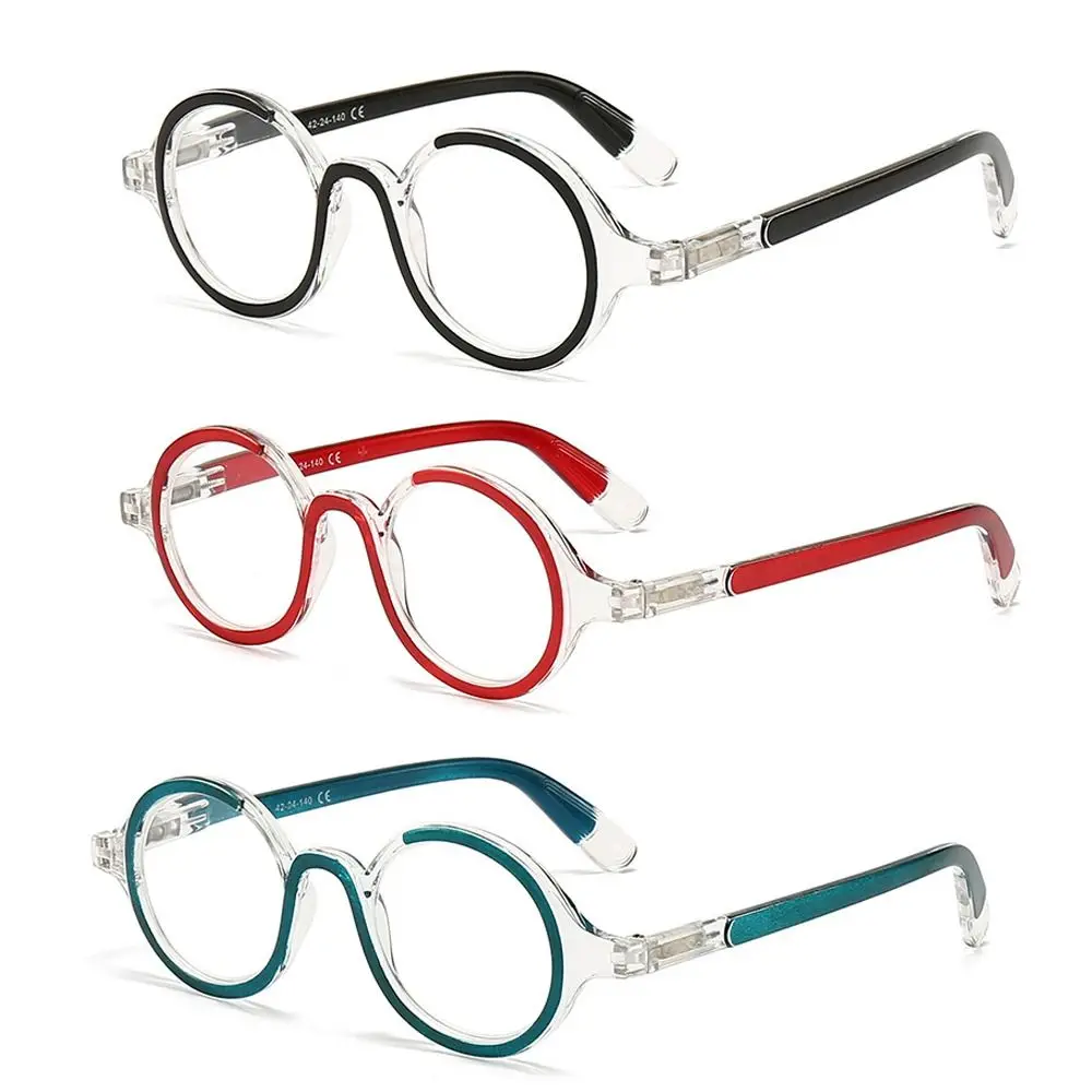 Vision Care Reading Glasses Round Frame Hyperopia Anti-Blue Light Glasses Ultra Light Resin Spring Leg Optical Frame Eyewear