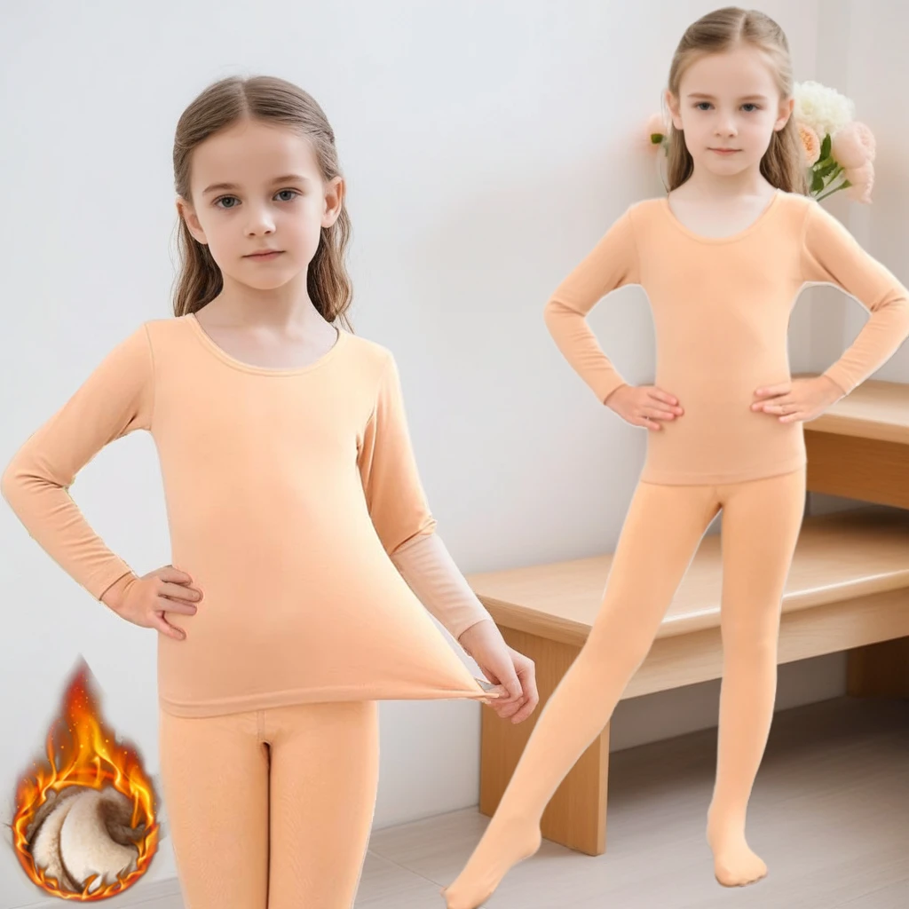 

Girls Thermal Underwear Set Winter Fleece Thick Leggings Dance Costume 2 To 13 Years Kids Long Johns Children Underwear Clothes