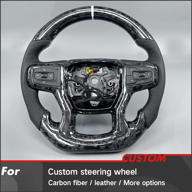 Real Carbon Fiber Black Leather Modified Car Steering Wheel Luxury Interior Component