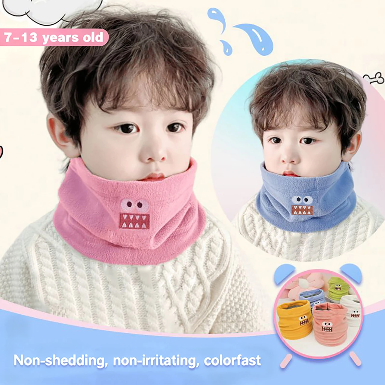 

Милый детский шейный чехол с героями мультфильмов, осенне-зимний плюшевый воротник для детей 7-13 лет, детский шейный платок, уличный толстый теплый детский короткий шарф с козырьком