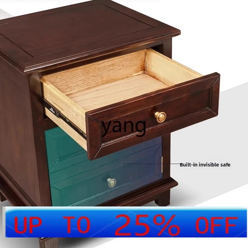 lmm Solid Wood Bedside Safe Fingerprint Password All-Steel Intelligent Alarm Safe
