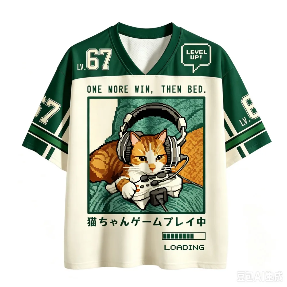 Fun Cartoon 3D Printed Men  Plus-size V-NeckT-Shirts  Casual Loose Fit Streetwear Harajuku Breathable Parent-Child Clothing Top - view 4