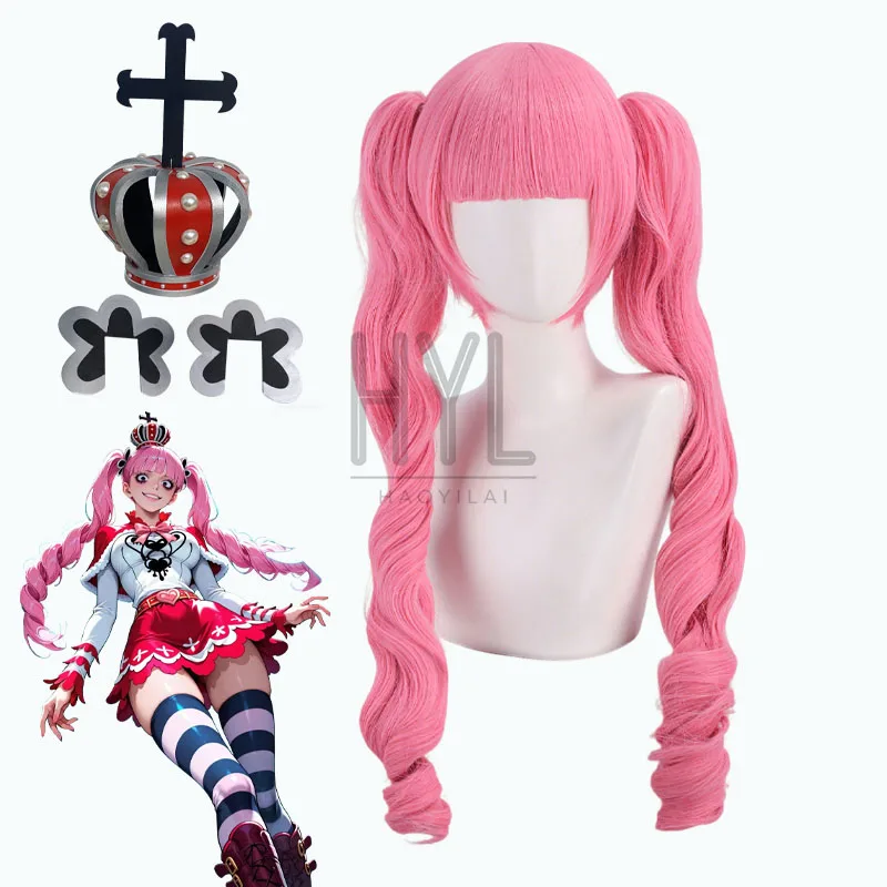 アニメスリラーバーク海賊プリンセスペローナコスプレウィッグピンクロング人工毛女性男性用ハロウィン仮装パーティーカーニバル