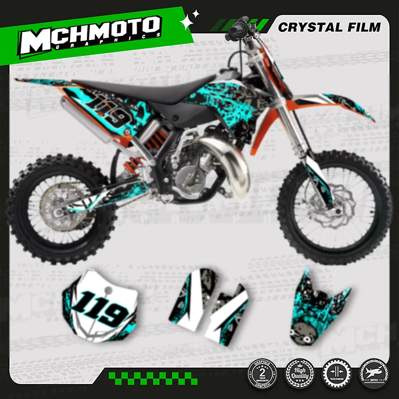 

MCHMFG Motorcycle Graphics Background Decal Stickers Kits For KTM 2009-2015 SX65 SX 65 Number Name Custom