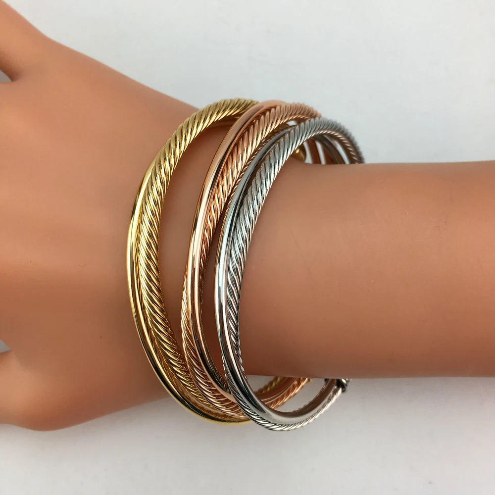 

Fashion 3pcs/set mix color Bracelets for Women Trendy Gold Plated Bangles Bracelets Jewelry Accessories Gift FHK17551