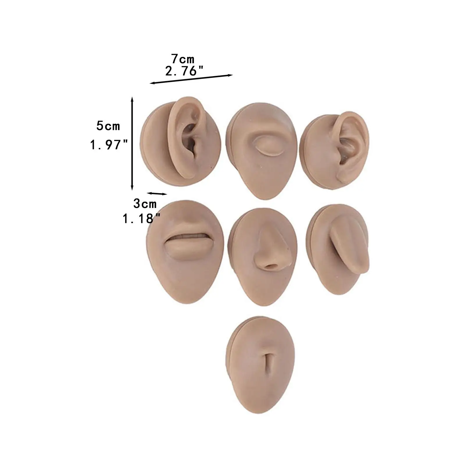 Silikonowy model do przekłuwania ciała Silikonowe oko, nos, usta, uszy, guzik do nauczania Rekwizyt Demonstracja dla entuzjastów stylisty
