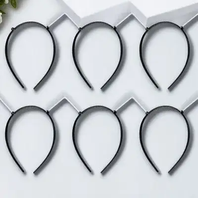 

6Pcs Diy Headbands Frames Black Plastic Hair Bands With Teeth Face Washing Spa Headbands Styling Accessories