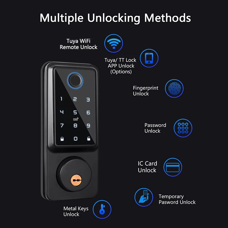 RAYKUBE A1 TT Lock/ Tuya Auto Fingerprint Deadbolt Smart Door Lock Digital Lock With Door Sensor Password/IC Card/APP/Key