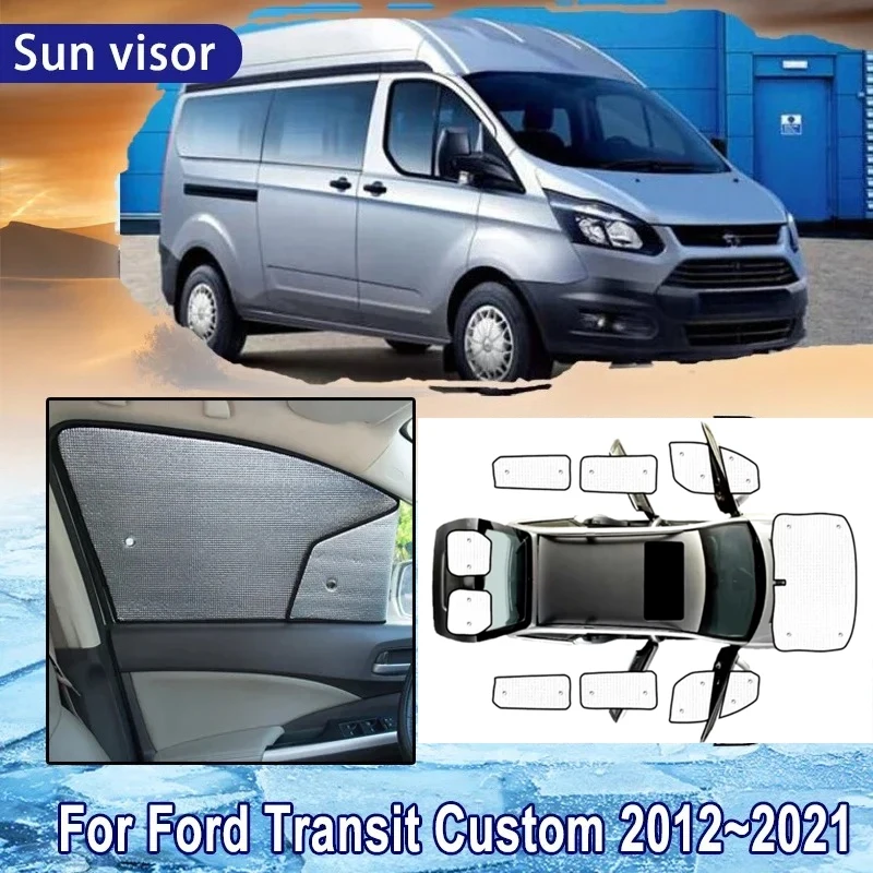 Parasol de Coche de Cobertura Total para Ford Transit Tourneo Custom 2012~2021 LWB MK1, Accesorios, Parasol para Parabrisas, Visera Lateral para Ventana