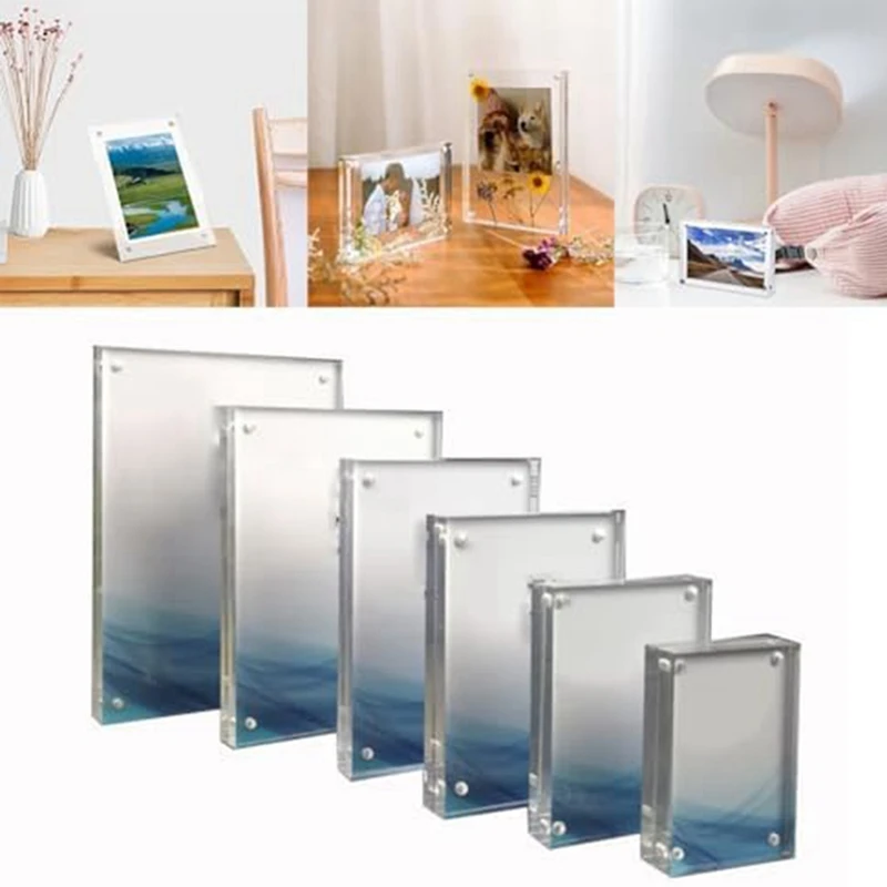 Durable Clear Acrylic Magnetic Picture Frame For Preserving Beautiful Memories Durable Easy Install 15X21cm