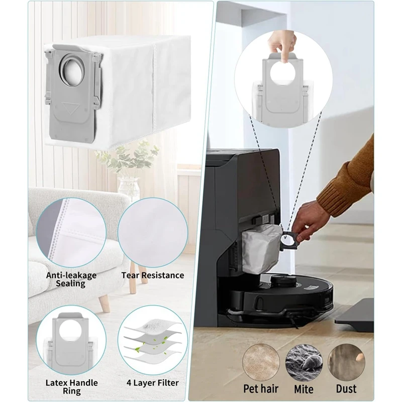 M14K-For Roborock S8 Maxv Ultra أكياس الغبار جهاز آلي لتنظيف الأتربة فرشاة جانبية رئيسية فلتر Hepa ممسحة القماش استبدال أجزاء