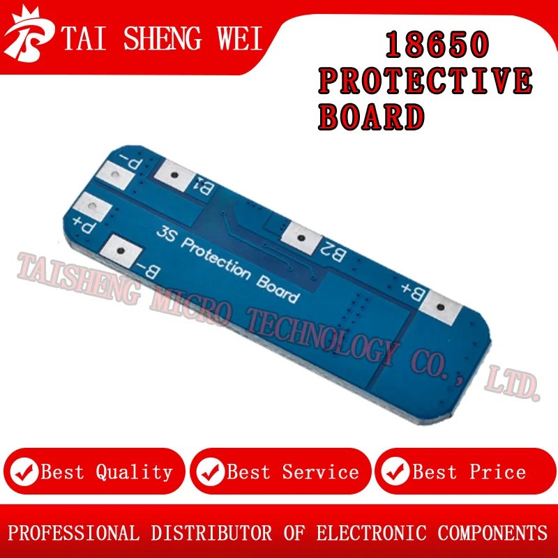 2PCS Brand New 3S 10A 12V 18650 Polymer Lithium Battery Charging Module 3-Series 10A Current Over-Discharge Protection Board