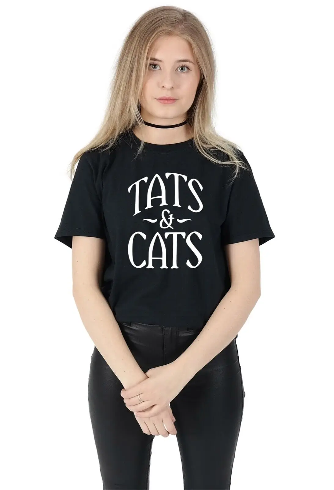 Tats and Cats T shirt Funny Slogan Cat Lover Tattoo Tattoos Obsessed