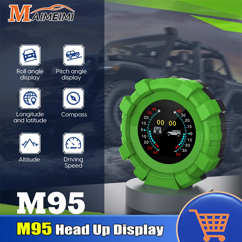 

M95 For HUD Car Head Up Display GPS Multifunction Inclinometer Slope Meter Speedometer Overspeed Alarm Odometer Auto Accessories