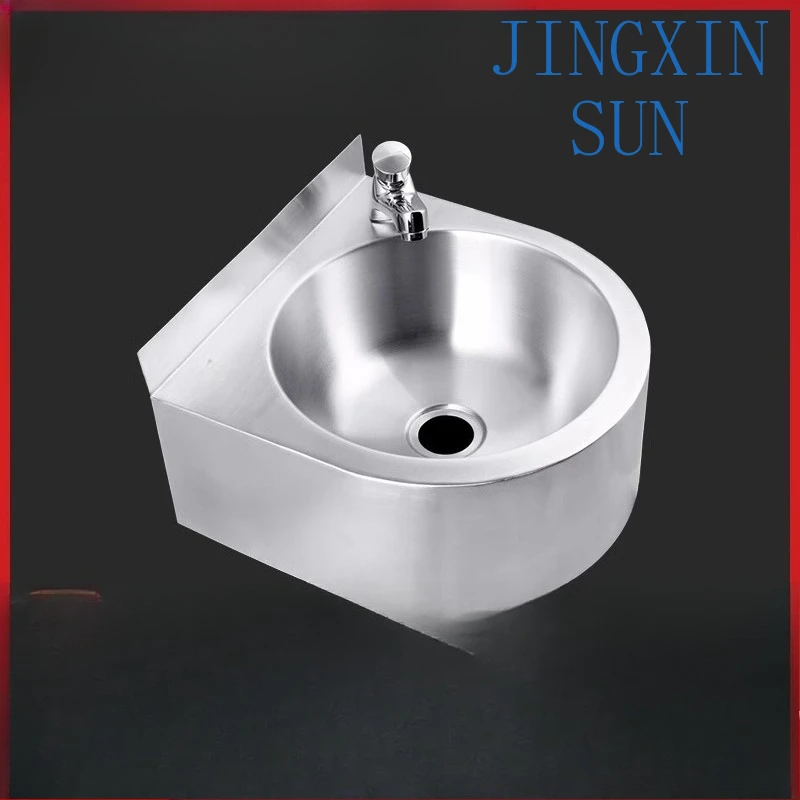 Wall-mounted stainless steel wash basin, bathroom balcony household semi-circular anti-damage stainless steel wash basin
