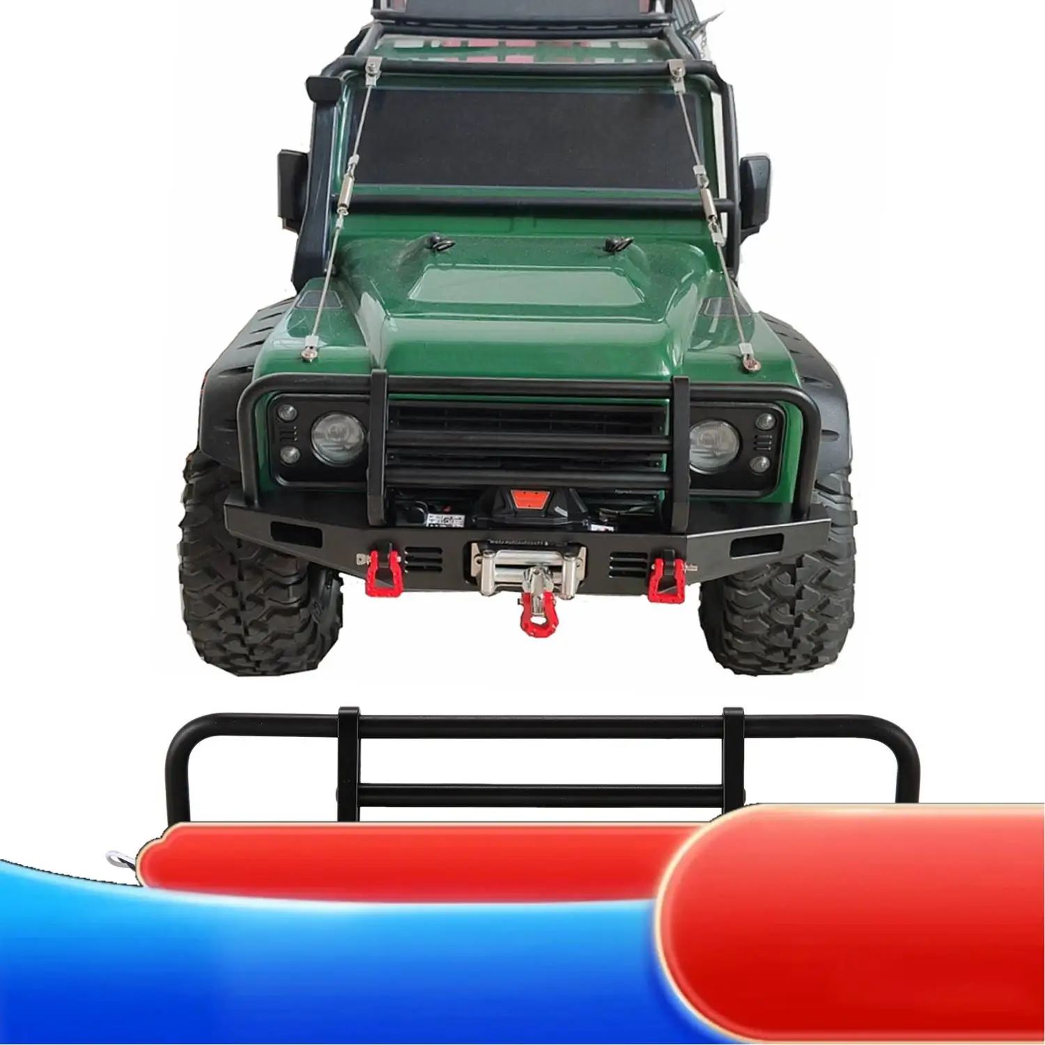 

Metal Front Bumper With Winch Remote Controller System For 1/10 RC Crawler Traxxas TRX4 Axial SCX10 & SCX10 II 90046-X65A