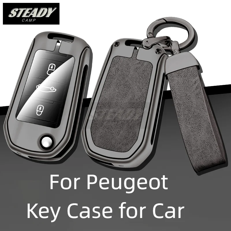 

Flip Zinc Alloy Leather Car Key Case Cover For Peugeot 208 2008 301 308 508 5008 RCZ Expert /Citroen C-Elysee C4-Cactus C3 Light