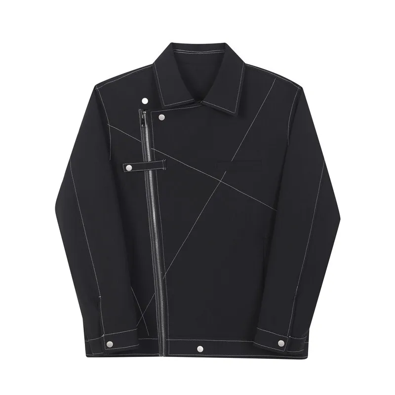 แฟชั่นเปิดลวดDesigner Diagonal Zipper Jacket Casual Top 2025 ฤดูใบไม้ผลิฤดูใบไม้ร่วงเสื้อใหม่ผู้ชาย