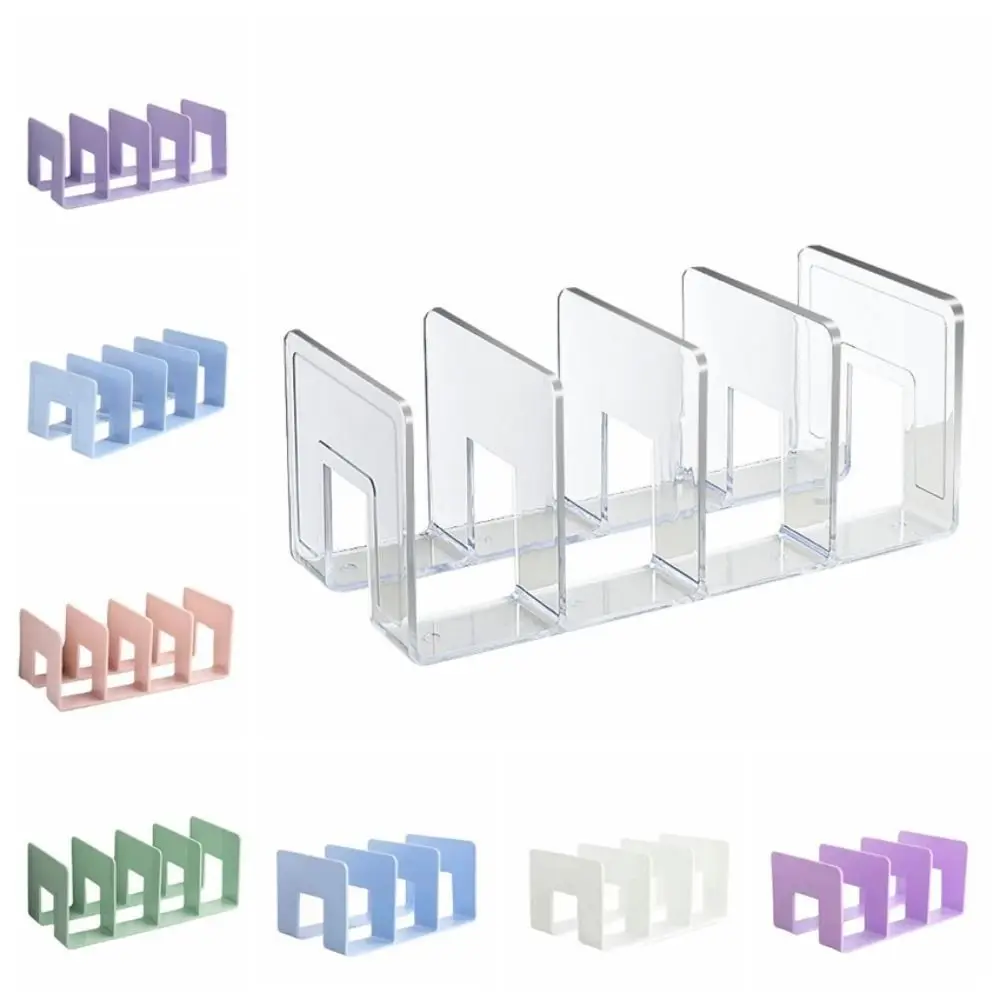

Acrylic Material Desktop Bookstand Transparent 3/4 Sections Divider Bookshelf Sturdy Morandi Desk File Sorter Office Supplies