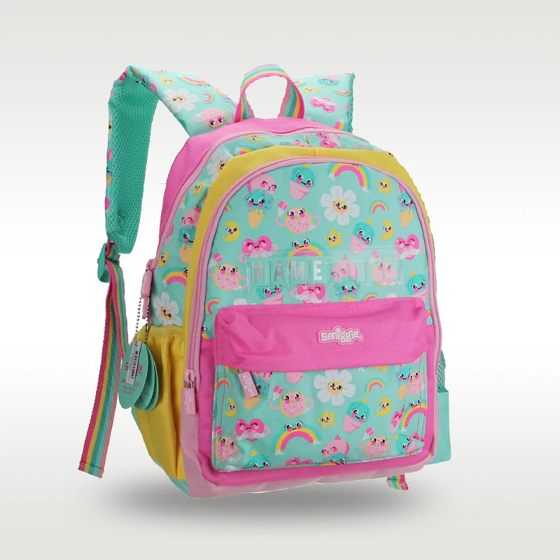 Smiggle-mochila escolar con estampado de girasoles para niños, bolso escolar original de alta calidad para niñas de 3 a 6 años, 14 pulgadas,