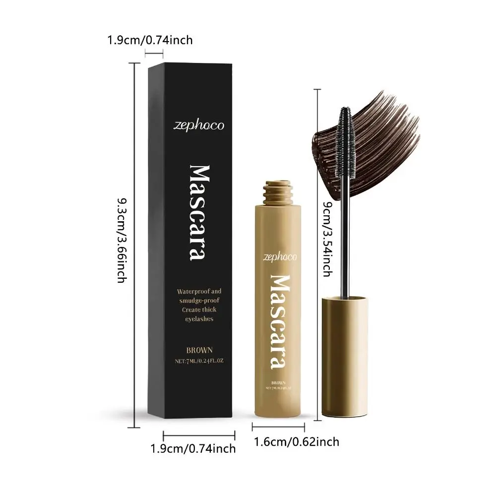 Nieuwe niet-vlekkerige bruine mascara Transpiratie Dikke lange mascara's Waterdichte gekrulde instant mascara voor oudere vrouwen