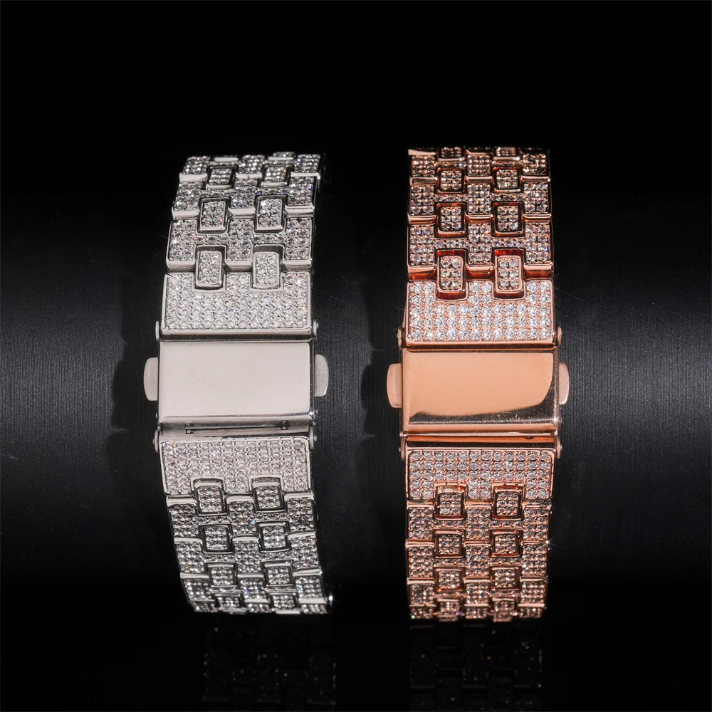 Anztilam Iced Out Brass Zircon Watch Band For CAS** Watch Series Colorful Ice Wrist Band Free Shipping
